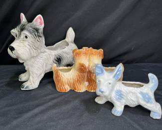 3 VTG Ceramic Dog Planters
