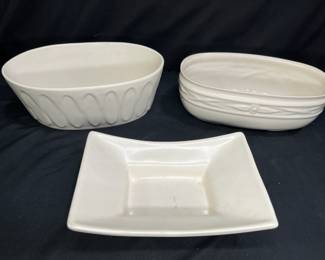 3 Vintage White Planters, USA 422 & More