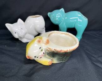 3 Vintage McCoy Cat Planters