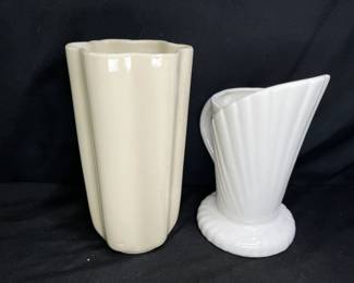 2 Vintage Cream & White Vases