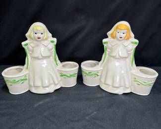 2 Fredericksburg Pottery Dutch Girl Planters