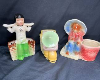 3 Vintage Asian Inspired Planters