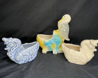 2 Mother Goose & 1 Stork Planters