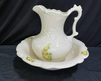 Handpainted Water Pitcher & Wash Basin