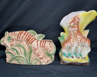 VTG BP Giraffe and Tiger Planters