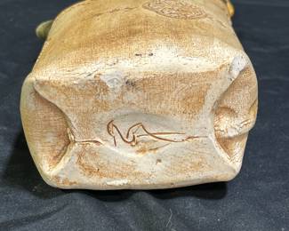 Signed Earthenware Purse Pitcher & 2 Cups