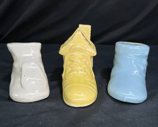 3 VTG Ceramic Baby Shoe Planters