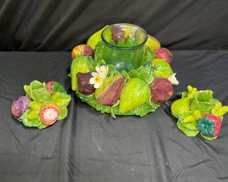 3 Handmade Italian Ceramic Candle Holders