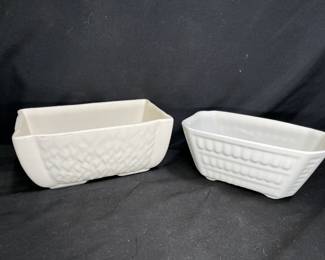 2 VTG White Pottery Planters