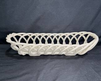 VTG Eucalyptus Stoneware Open Weave Bread Basket