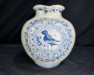 Vintage Cobalt Blue & White Pitcher