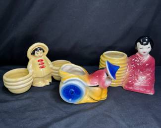 Asian Figurine Ceramic Planters
