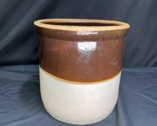 Large Vintage Brown & Cream Crock