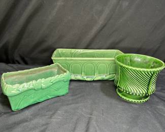 3 Vintage Green McCoy Planters