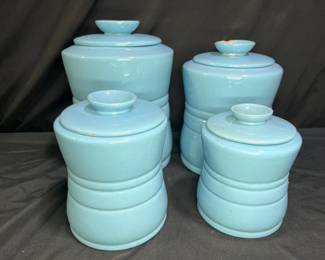Set of 4 Framcoma Pottery Banded Canisters