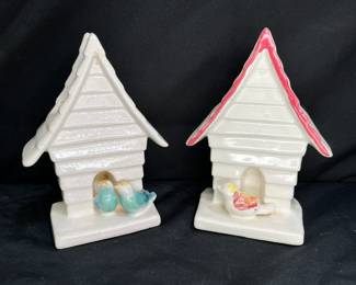 2 VTG Bird House Planter Wall Pockets