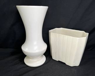 2 White Upco and McCoy Floroline Vase & Planter