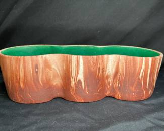 2 RomCo Wood Look Ceramic Planters