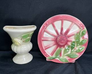 McCoy Water Wheel and Urn Vase Wall Pockets