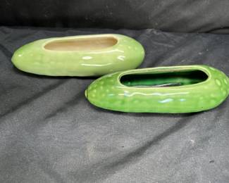 Vintage McCoy Green Pickle Planters