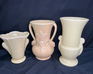 3 Vintage Yellow Ceramic Vases