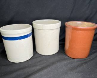 3 Small Vintage Salt Glaze Crocks