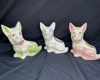 3 Vintage McCoy Ceramic Scottie Dog Planters