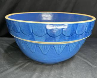 Large Blue Clay City Pottery Mixing Bowl