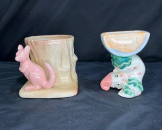 Vtg Shawnee Kangaroo Planter & Clown Planter