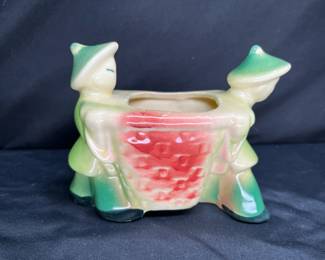 3 VTG Shawnee Pottery Rickshaws & Basket Planters