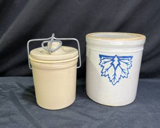 2 Salt Glazed Earthenware Crocks