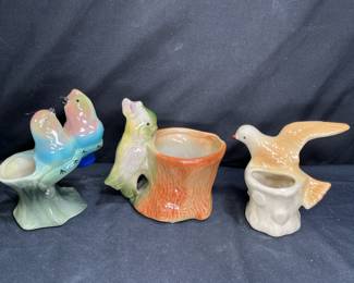 3 Vintage Bird Planters