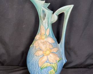 Blue Roseville Clematis 18-15 Ewer Pitcher