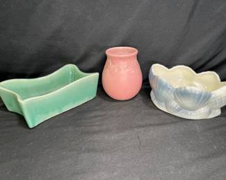 VTG Shell Planter, Green Planter, & Pink Vase