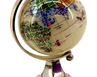 Vintage Miniature Semi Precious Stone Globe
