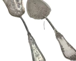 2 Piece Old Coin Silver Pie & Serving Spoon

