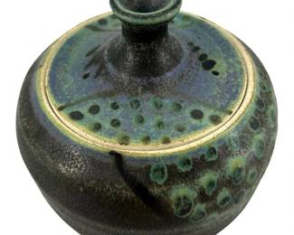 Signed Mid-Century Style Esmeralda Ceramic Jar
