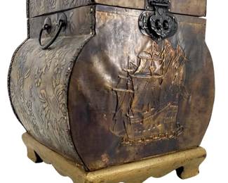 Embossed Bronze Plated Wooden Box
