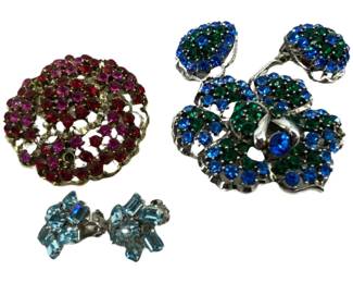 Weiss Rhinestone Brooch and Earring Collection

