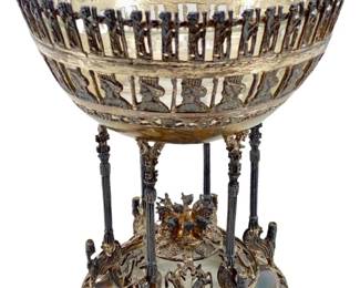 Persian Footed Silver Toned Art Bowl
