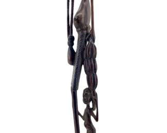 Carved African Wooden Father and Son Sculpture
