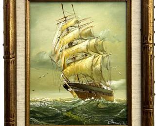 Signed Ocean Landscape Oil on Canvas
