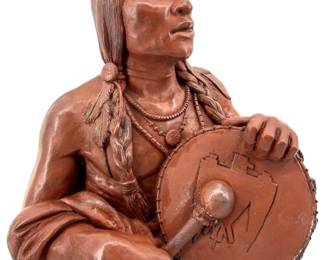 Vintage Native American Drumming Ceramic Bust
