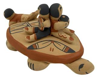 Signed Judy Toya Jemez Ceramic Turtle Sculpture
