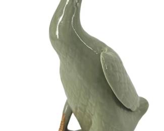 Vintage Majolica Porcelain Goose Sculpture
