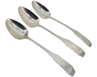 3 Large J. Sargeant, Hartford Coin Silver Spoons
