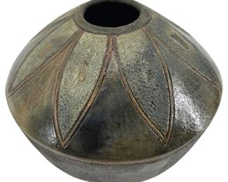 Signed Jimmy Wilson Hand Painted Navajo Clay Vase
