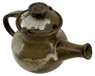 Signed W.P. Johnson Mid-Century Stoneware Teapot
