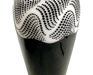 Sasaki Black and White Art Glass Vase
