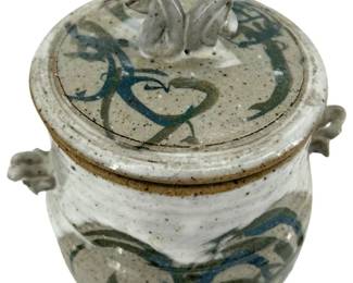 Signed Mid-Century Style Asian Stoneware Jar
